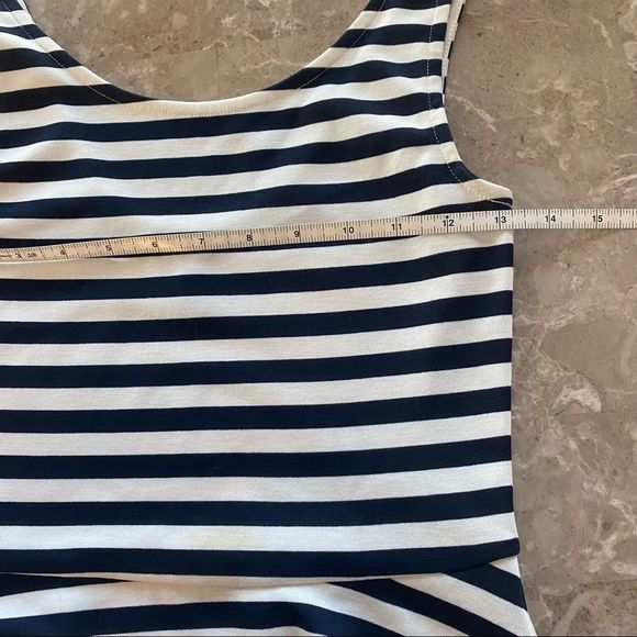 Divided cream with navy stripes tank top style dress size small - Picture 7 of 7
